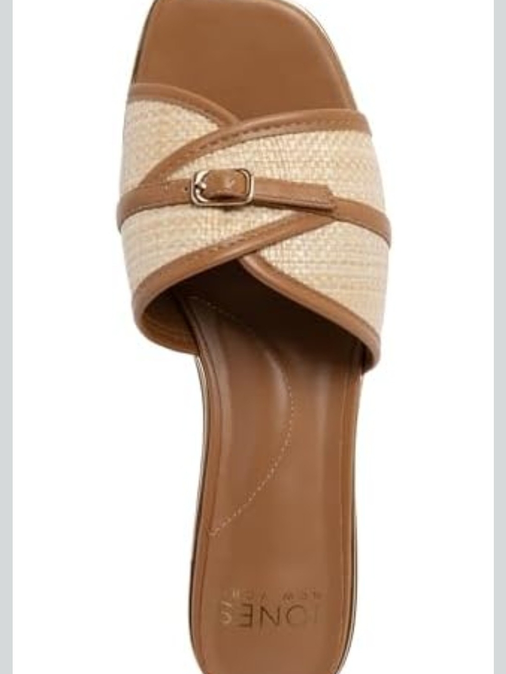 Jones New York Tan & Cream Woven Slide Mule with Buckle
